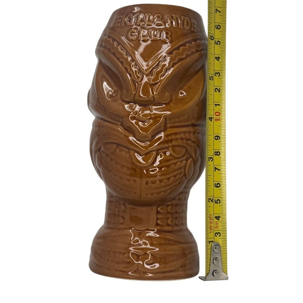 Vintage Jekyll and Hyde Club NYC Tiki Bar Mug Brown Tumbler Hawaiian Luau Glossy - Picture 8 of 8
